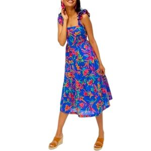 J. Crew - Square Neck Midi Dress in Floral Print, 00